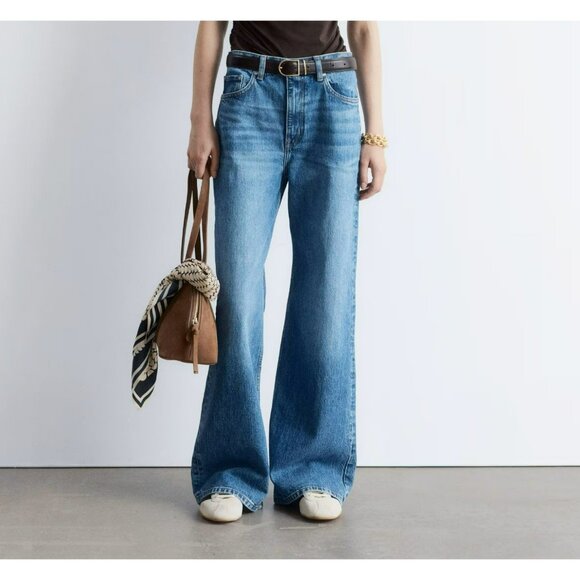 & Other Stories Paris Atelier High Waist Wide Leg Jeans Blue Medium Wash Size 26 - Picture 1 of 11